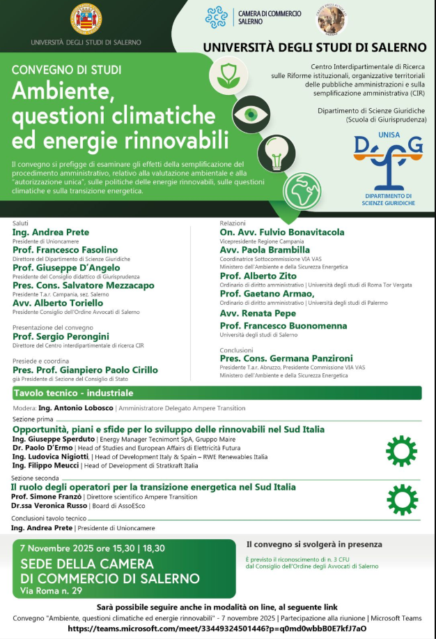 Ambiente, questioni climatiche ed energie rinnovabili